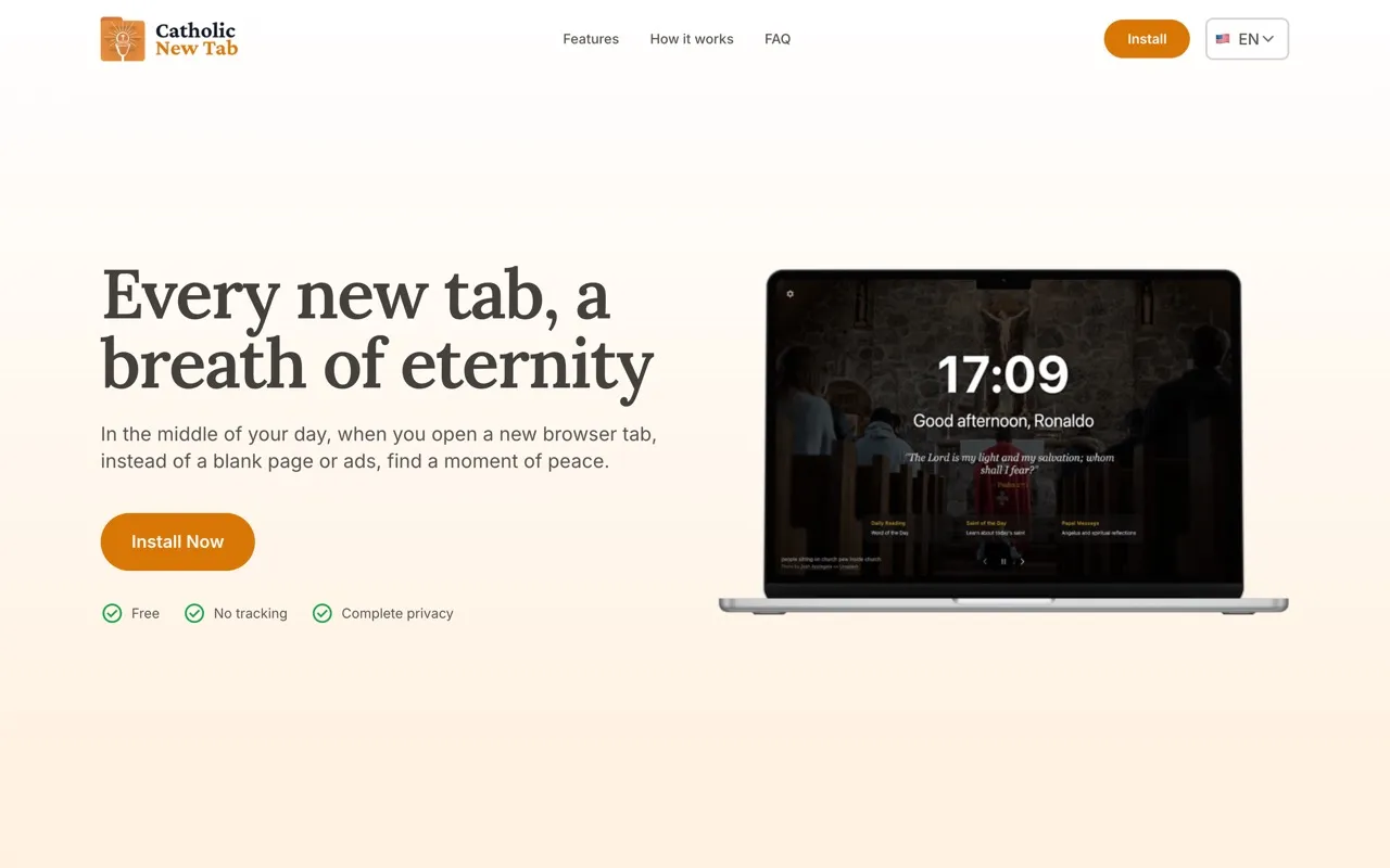 Screenshot of Catholic New Tab